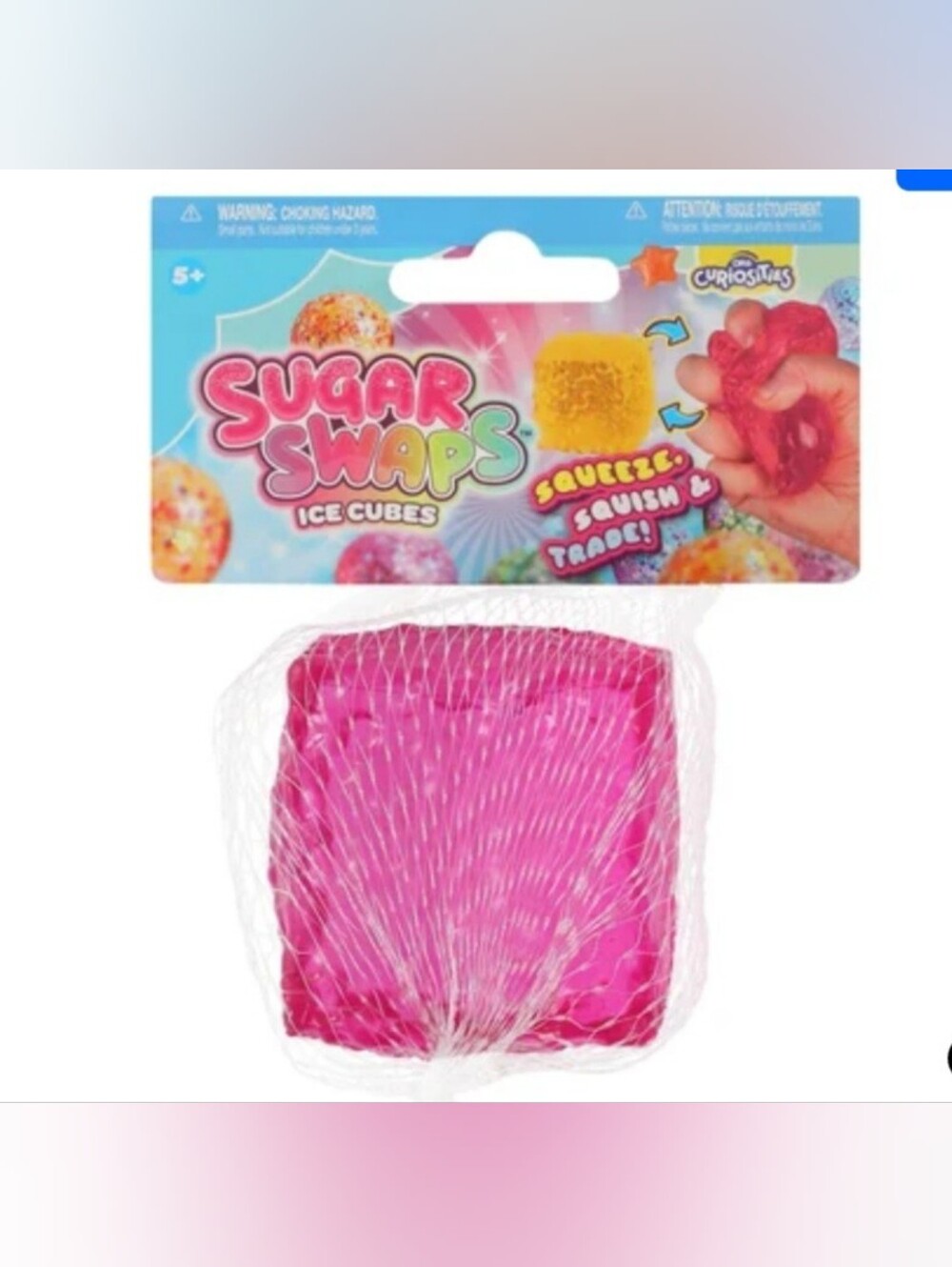 NWT- Sugar Swaps Ice Cube Squishy. Hot Pink